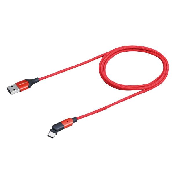 USB スマホ 充電 ケーブル AtoC レッド ケーブル長1m USB Type-A Type-C...