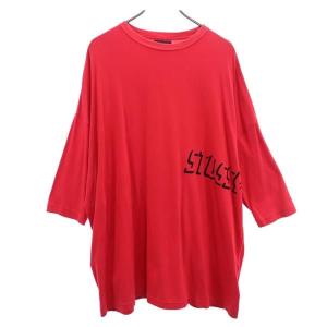 STUSSY ステューシー 日本製 半袖 Tシャツ S レッド系 オーバーサイズ ロンT メンズ 古着 中古