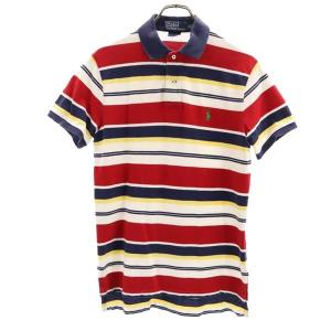 Polo by Ralph Lauren ポロバイラルフローレン ボーダー 半袖 ポロシャツ S レッド系 鹿の子 メンズ 古着 中古