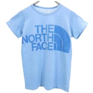 THE NORTH FACE ザノースフェイス NTW11671 ロゴ プリント 半袖 Tシャツ M 青 ショートスリーブ ランニング アウトドア レディース 古着 中古