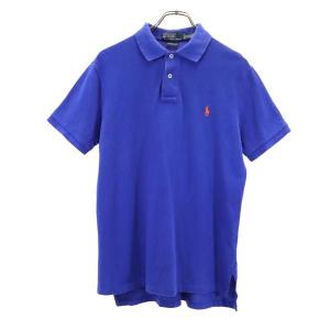 Polo by Ralph Lauren ポロバイラルフローレン 半袖 ポロシャツ M 青 鹿の子 メンズ 古着 中古