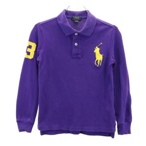 POLO RALPH LAUREN ポロラルフローレン ビッグポニー 長袖 ポロシャツ 6 パープル キッズ 古着 中古