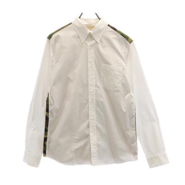 SOPHNET. ソフネット 日本製 カモフラ切替 長袖 ボタンダウンシャツ M ホワイト系 メンズ...