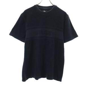 STUSSY ステューシー 半袖 トレーナー S 黒 パイル地 メンズ 古着 中古