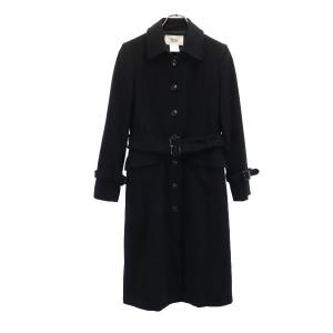 Rene ルネ カシミヤウール ステンカラーコート 36 ブラック 日本製 レディース 古着 中古
