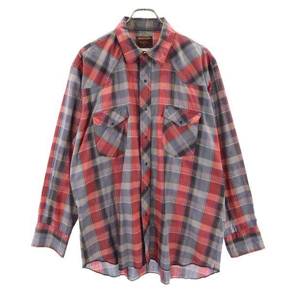 RUSTLER ラスラー 80s ヴィンテージ チェック 長袖 ウエスタンシャツ 17 メンズ 古着...