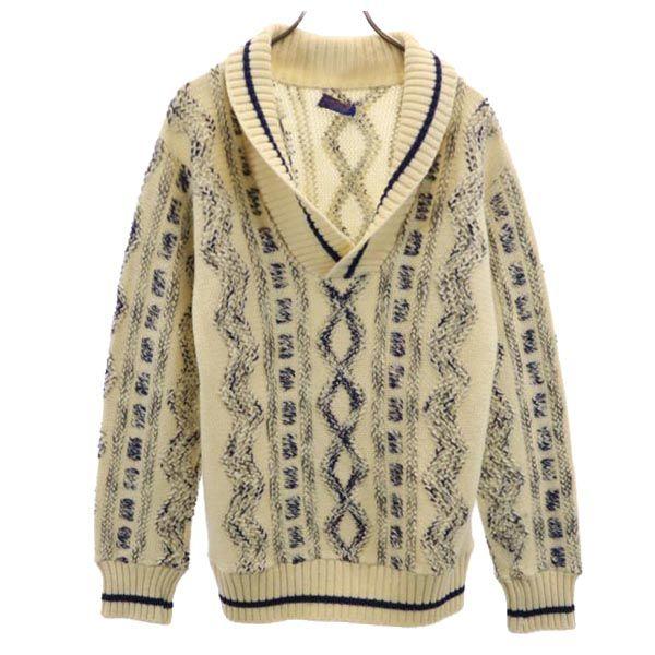 PENDLETON ペンドルトン 70s USA製 ヴィンテージ 長袖 Vネック ニット M ベージ...