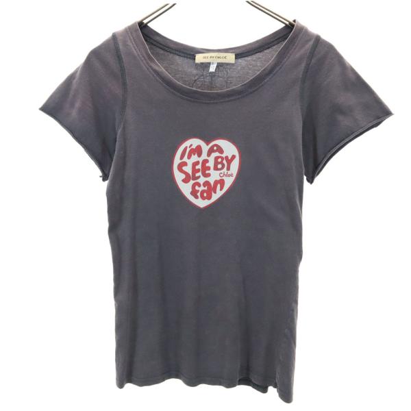 SEE BY CHLOE シーバイクロエ プリント 半袖 Tシャツ USA 6 グレー系 レディース...