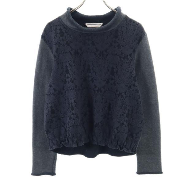 SEE BY CHLOE シーバイクロエ 長袖 コットンニット セーター XS グレー×ネイビー レ...