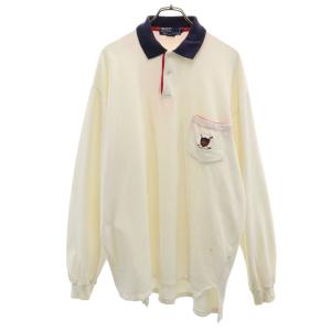 Polo by Ralph Lauren ポロバイラルフローレン 90s 00s オールド 長袖 スウェット ポロシャツ M ホワイト 裏起毛 メンズ 古着 中古