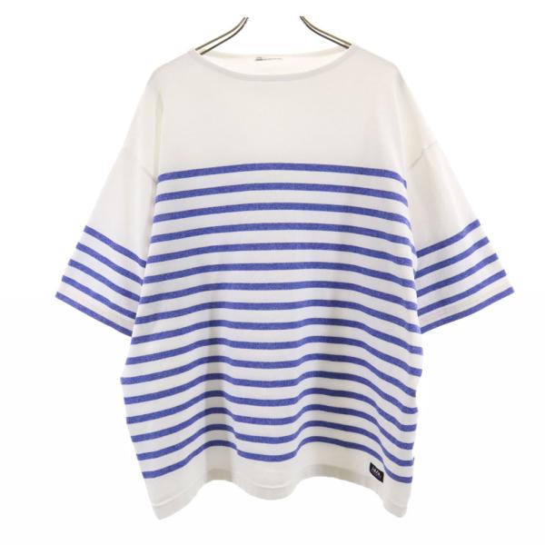 JaVa ジャバ ボーダー 半袖 Tシャツ M ホワイト系 メンズ 古着 中古