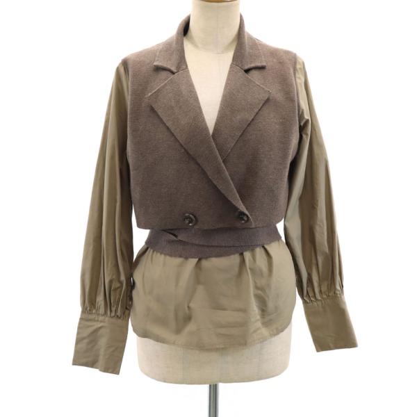 AMERI UNDRESSED アメリ 長袖 ニット ドッキング シャツ F ブラウン系 メンズ 古...