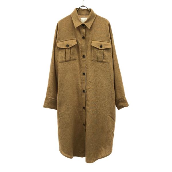 AMERI UNDRESSED アメリ 長袖 ウール混 ロング シャツワンピース F ブラウン レデ...