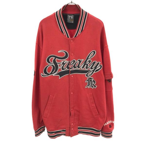 FREAKY MASSIVE フリーキーマッシブ 長袖 スウェット スタジャン L レッド系 メンズ...