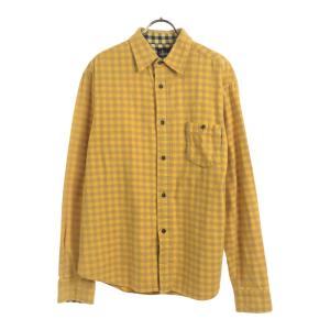 STUSSY ステューシー チェック柄 長袖 コットンシャツ L イエロー系 メンズ 古着 中古