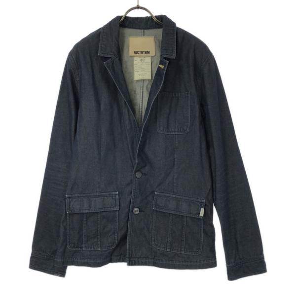 FACTOTUM ファクトタム 日本製 デニムテーラードジャケット 46 ネイビー系 メンズ 古着 ...