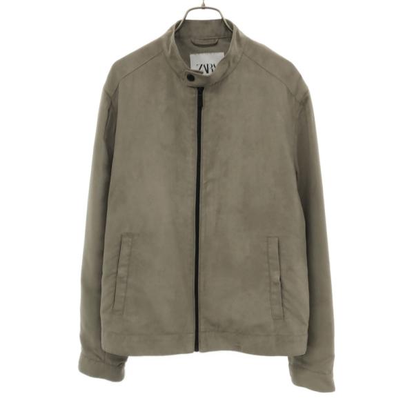ZARA ザラ スエードライク ジップジャケット S ベージュ系 メンズ 古着 中古