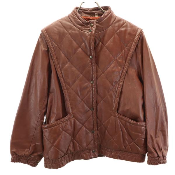 BERTINI 80s 90s 韓国製 オールド レザージャケット 12 ブラウン レディース 古着...