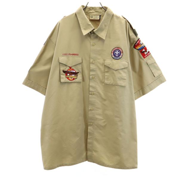 BOY SCOUTS OF AMERICA ボーイスカウト 半袖 ワークシャツ 2XL ベージュ系 ...