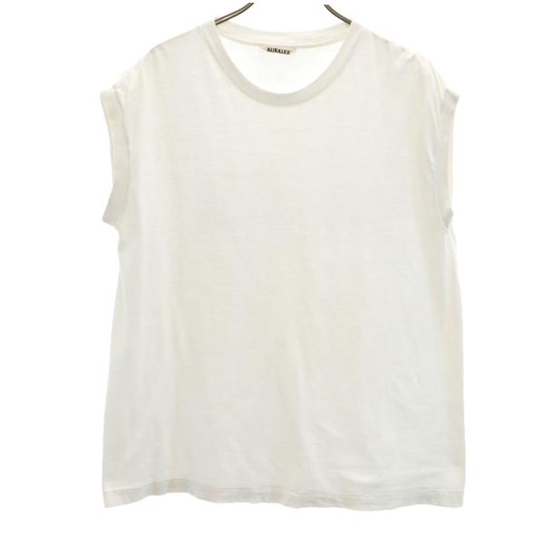 AURALEE オーラリー 日本製 ノースリーブ カットソー ホワイト レディース 古着 中古