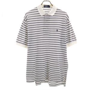 Polo by Ralph Lauren ポロバイラルフローレン ボーダー柄 半袖 ポロシャツ M ホワイト メンズ 古着 中古