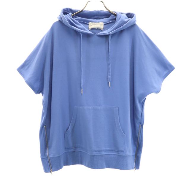 n'Or LABEL ノアールレーベル 半袖 サイドジップ スウェットパーカー F ブルー系 プルオ...