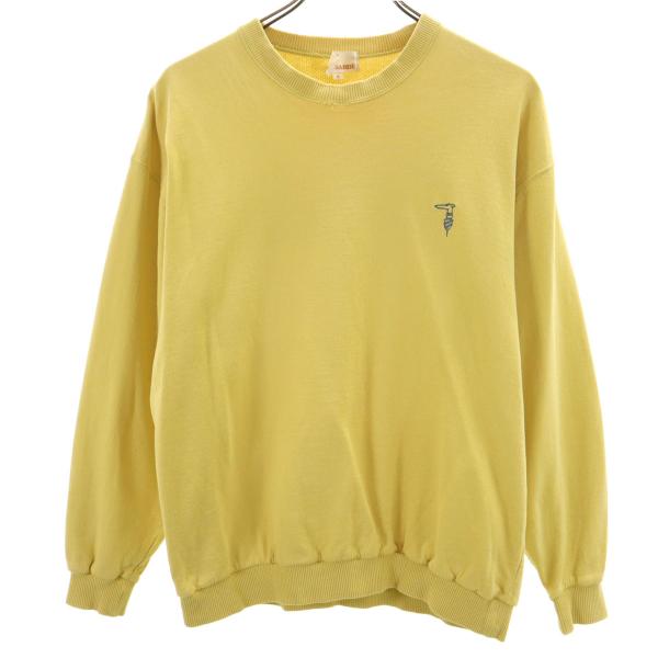TRUSSARDI トラサルディ 日本製 長袖 スウェット トレーナー M イエロー メンズ 古着 ...