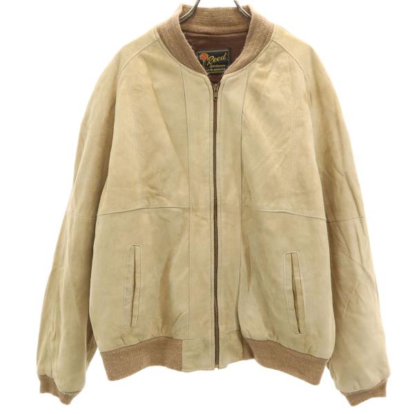 Reed Sportswear 70s ヴィンテージ レザージャケット ベージュ系 メンズ 古着 中...