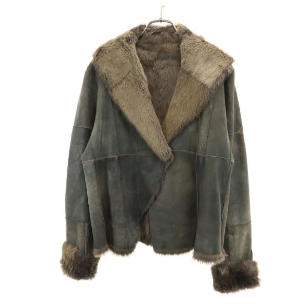 80s 90s フランス製 オールド レザー ジャケット 38 グレー系 レディース 古着 中古