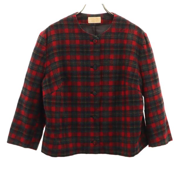 PENDLETON ペンドルトン 50s ウール100% ヴィンテージ チェック柄 7分袖 ノーカラ...