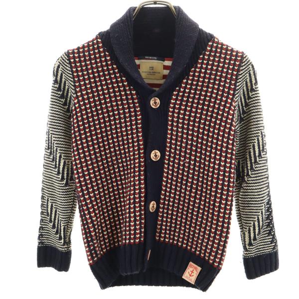 SCOTCH&amp;SODA スコッチアンドソーダ 長袖 カーディガン 8/128 レッド系 キッズ 古着...