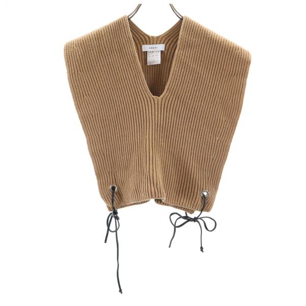 AMERI UNDRESSED アメリ リブニット ポンチョ ベージュブラウン メンズ 古着 中古