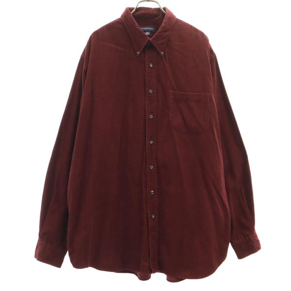 LANDS' END ランズエンド 長袖 コーデュロイ ボタンダウンシャツ XL ボルドー メンズ ...