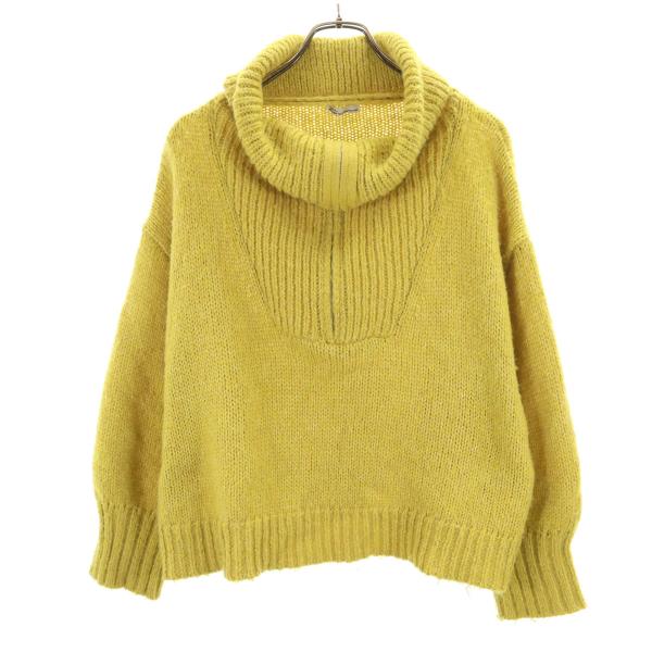 JaVa ジャバ 長袖 ハーフジップ プルオーバー ニット S マスタード セーター レディース 古...