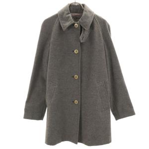 RALPH LAUREN ラルフローレン 日本製 カシミヤブレンド ステンカラーコート 7 グレー ハーフ丈 レディース 古着 中古
