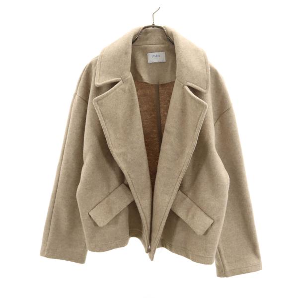 ZARA BASIC ザラベーシック ウールライク ジャケット L グレージュ レディース 古着 中...