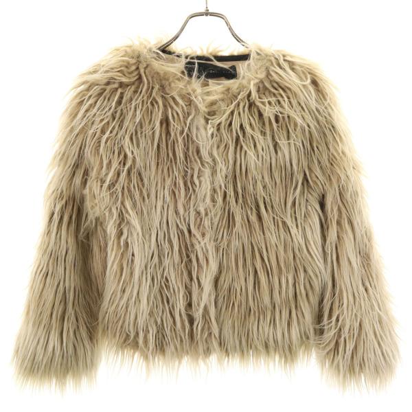ZARA BASIC ザラベーシック ファー ジャケット XS ベージュ レディース 古着 中古