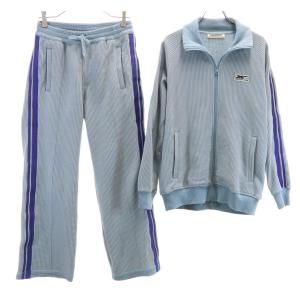 ONITSUKA TIGER オニツカタイガー ワッフル地 トラックジャケット 上下セットアップ S/XS ブルーグレー ユニセックス メンズ 古着 中古