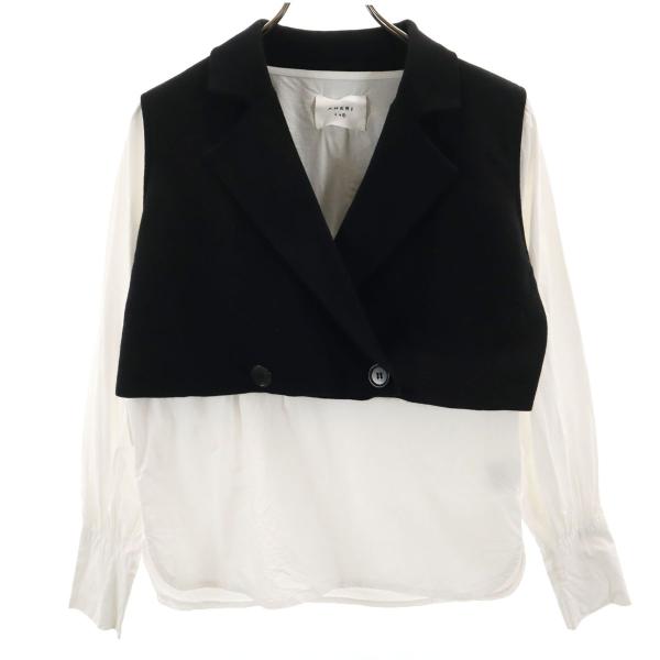 AMERI UNDRESSED アメリ 長袖 ニットレイヤード シャツ F ホワイト プルオーバー ...