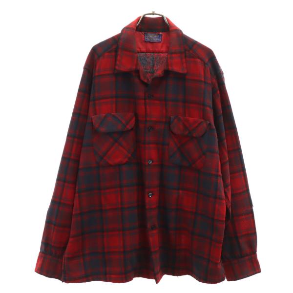 PENDLETON ペンドルトン 50s 60s ヴィンテージ チェック柄 長袖 ウールシャツ L ...
