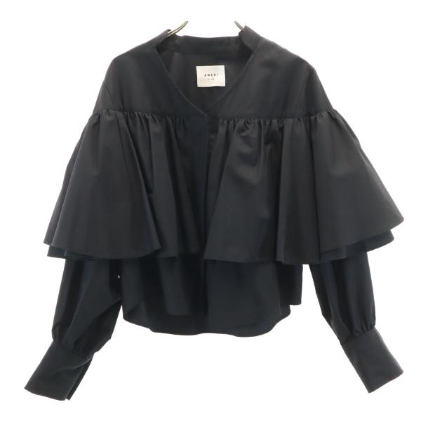 美品 AMERI UNDRESSED アメリ 長袖 フリル ブラウス F ブラック レディース 古着...