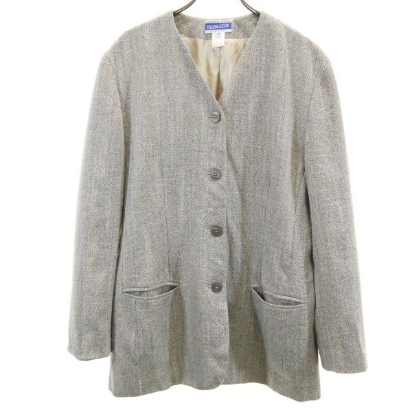 PENDLETON ペンドルトン USA製 ツイードジャケット 14 グレー レディース 古着 中古