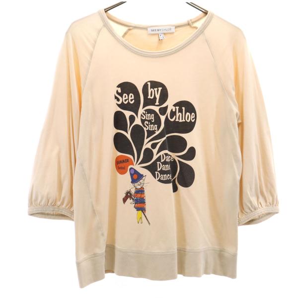 SEE BY CHLOE シーバイクロエ 7分袖 Tシャツ 40 ペールオレンジ ロンT レディース...