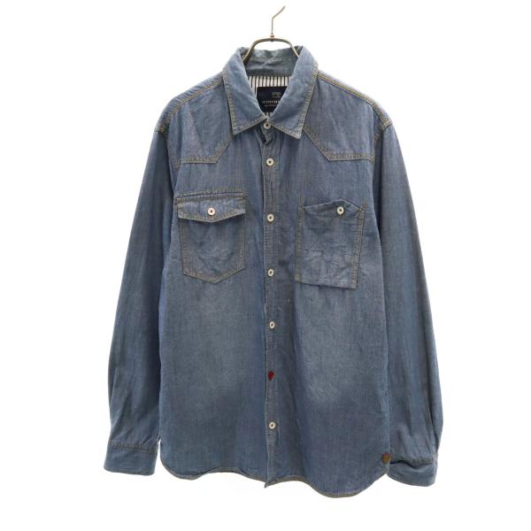 SCOTCH&amp;SODA スコッチアンドソーダ 長袖 シャンブレー ウエスタンシャツ L ブルー メン...