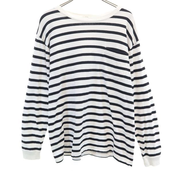 nico and… BASIC ニコアンドベーシック ボーダー柄 長袖 Tシャツ M ホワイト ロン...