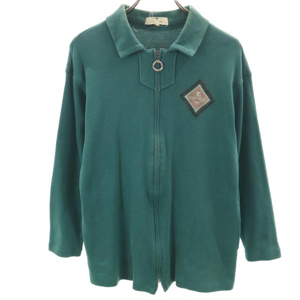 courreges クレージュ 日本製 ジップジャケット 9R グリーン系 レディース 古着 中古