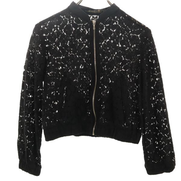ZARA BASIC ザラベーシック リネン 花柄 レース ジャケット S ブラック レディース 古...