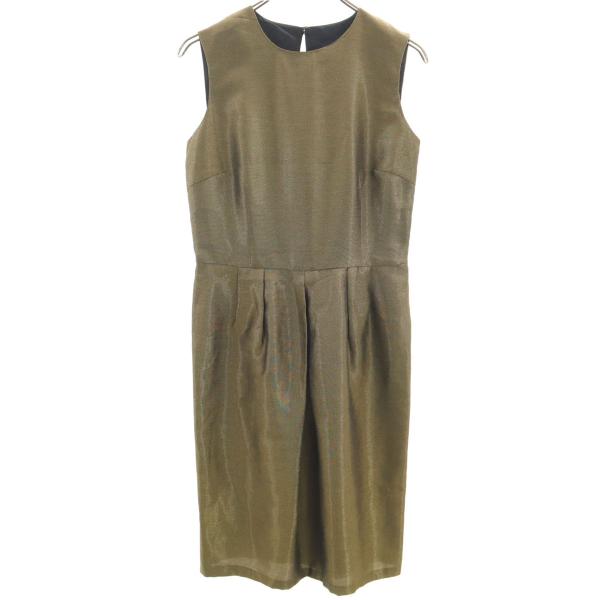 ZARA BASIC ザラベーシック ノースリーブ ワンピース M ゴールド系 レディース 古着 中...