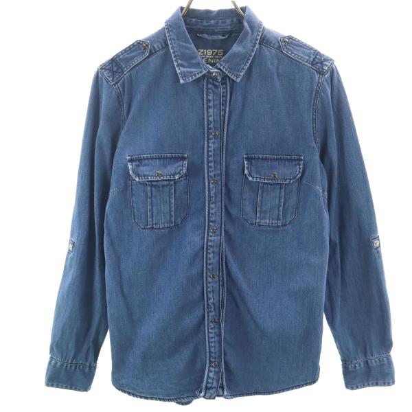 ZARA BASIC DEPT ザラベーシックデプト 長袖 デニムシャツ M ロールアップ レディー...
