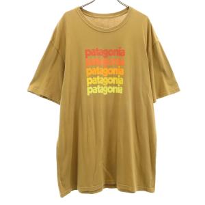 patagonia パタゴニア USA製 半袖 Tシャツ L ベージュ系 アウトドア メンズ 古着 中古